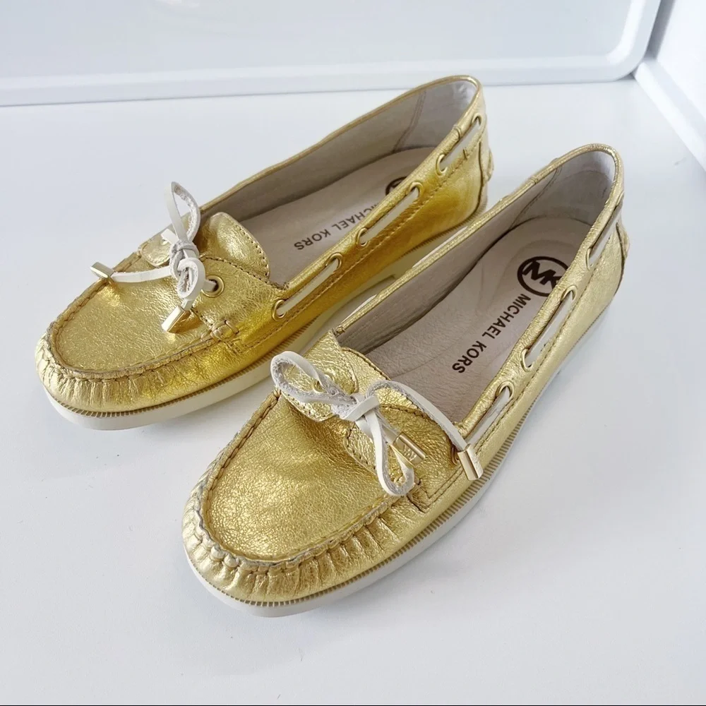 Michael Kors Blair Loafer Gold SZ 7.5 New